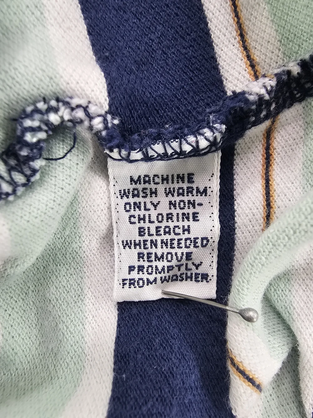 Vintage Polo Ralph Lauren Orange Pony Men XL Blue Teal Navy Striped Ribbed Shirt